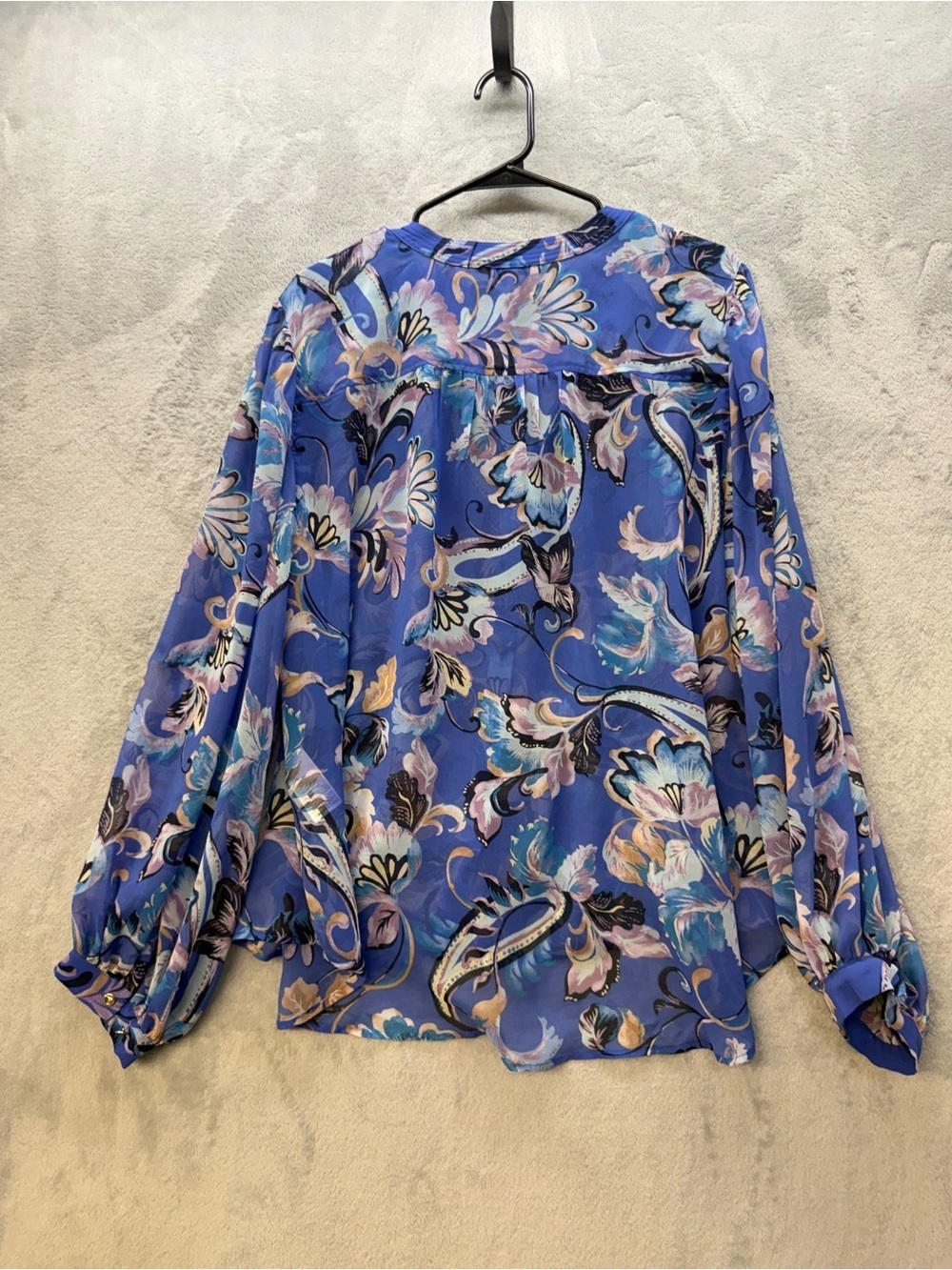 Chico's Purple-Blue Floral Georgette Blouse Size 20 Top - Picture 6 of 8